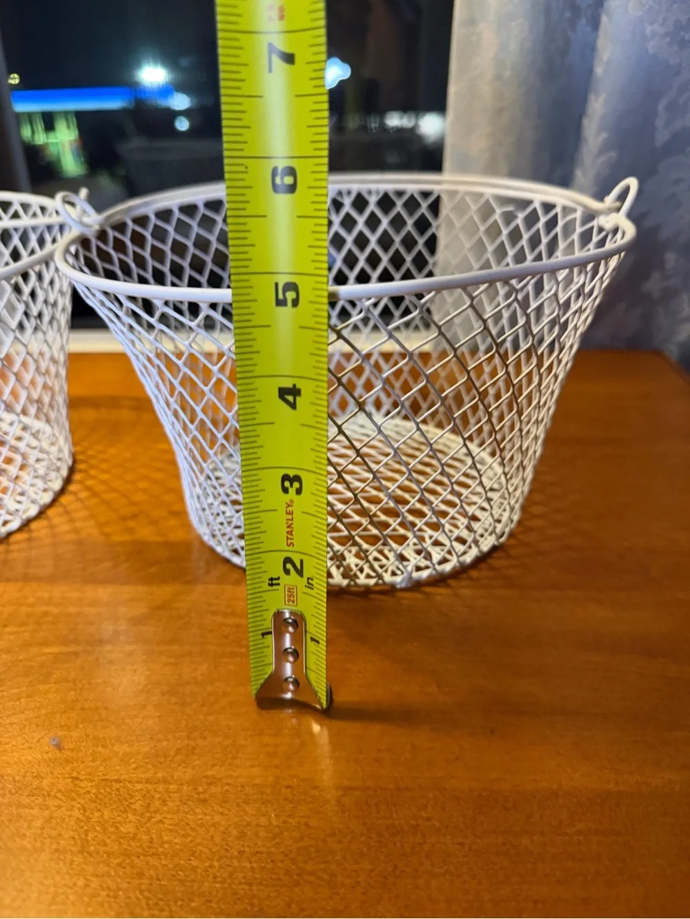 White Wire Mesh Decorative Handle Basket - Set of 2